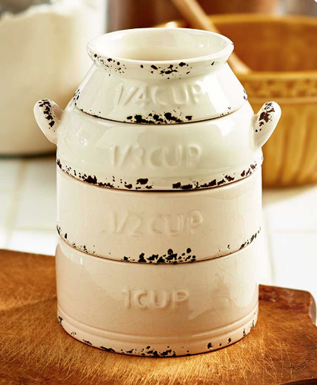 Rustic Farmhouse Kitchen Milk Can Measuring Cups Stackable Set