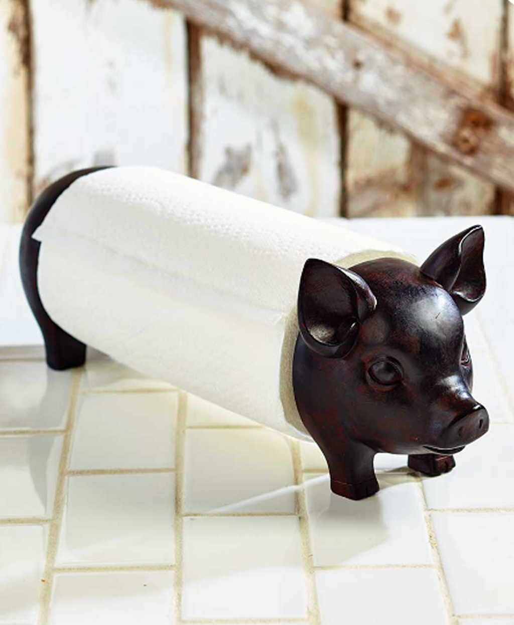 Farmhouse Kitchen Countertop Pig Paper Towel Holder