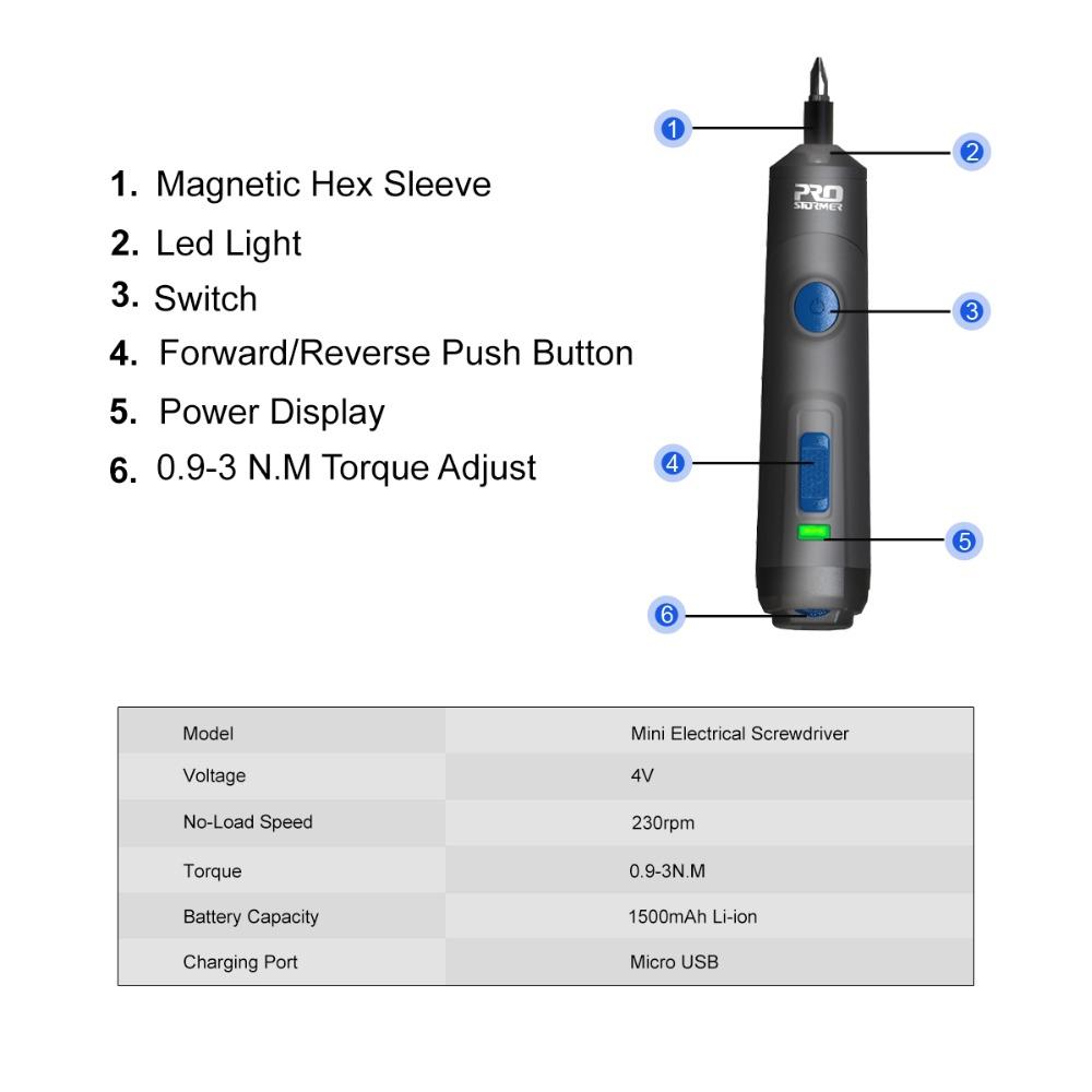 4V Mini Electric Screwdriver Set USB Rechargeable