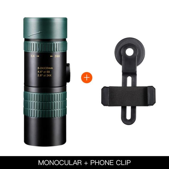 8-24x30 Zoom Monocular Telescope for Smartphone High Quality Handheld Portable