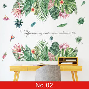 24 styles Green Leaves Wall Stickers for Bedroom Decor Idea