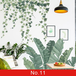 24 styles Green Leaves Wall Stickers for Bedroom Decor Idea