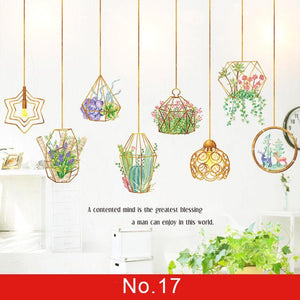 24 styles Green Leaves Wall Stickers for Bedroom Decor Idea