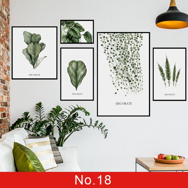 24 styles Green Leaves Wall Stickers for Bedroom Decor Idea