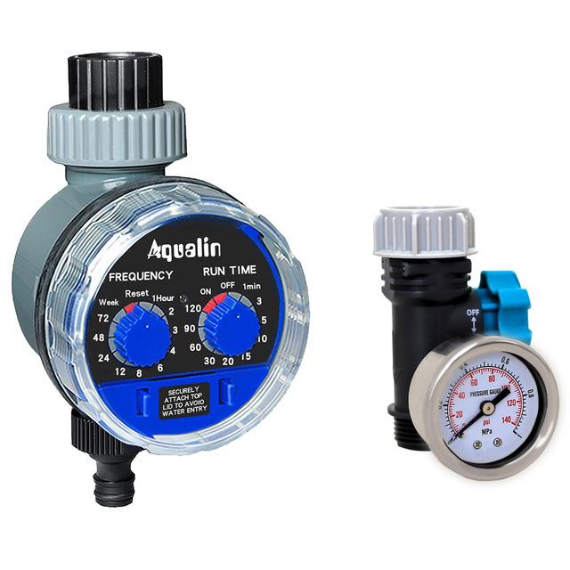 1MPa(140psi/10bar) 3/4’’ Water Pressure Gauge Ball Valve Flow Control Garden Tool for Water Timer